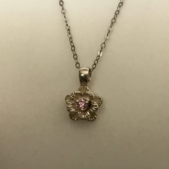 Sophia Fiori Pink Sapphire Kelani Flower Necklace - Picture 4 of 8